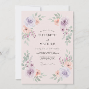 Invitation Mariage exquis de printemps rose poudré