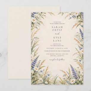 Invitation Mariage extérieur de jardin avec fleurs sauvages