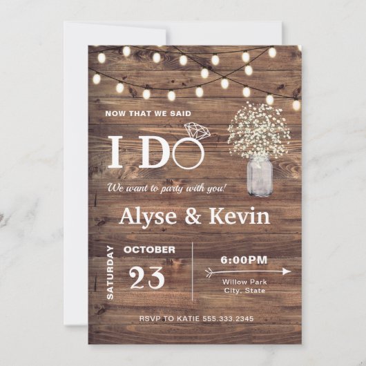 Invitation Mariage extérieur Décontracté Réception Lumières d (Devant)