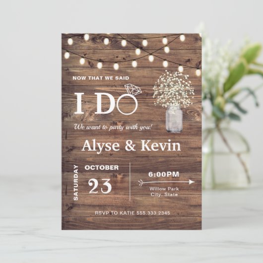 Invitation Mariage extérieur Décontracté Réception Lumières d (Debout devant)