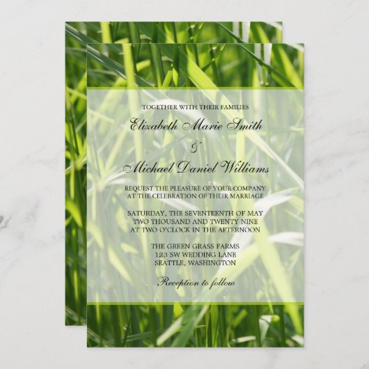 Invitation Mariage extérieur Green Field Grass (Devant / Derrière)