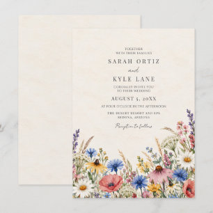 Invitation Mariage extérieur minimaliste aux fleurs sauvages