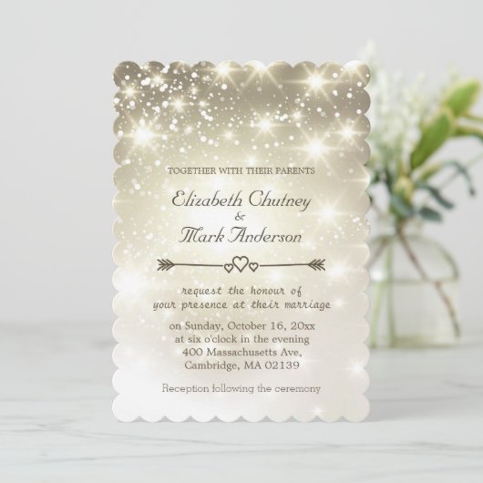 Invitation Mariage extérieur Twinkle Lights (Debout devant)