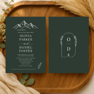 Invitation Mariage extérieur vert forêt Montagnes rustiques