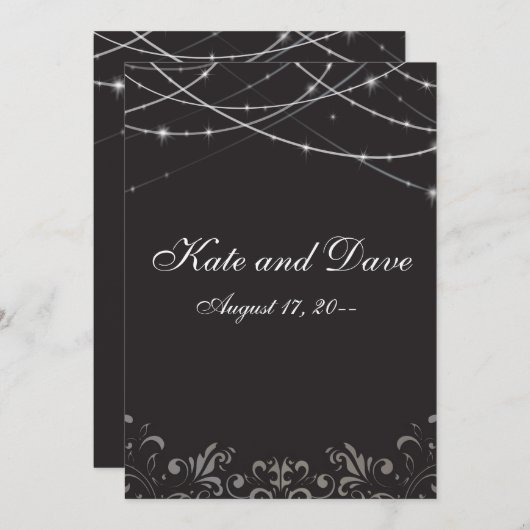 Invitation Mariage Fab Black String Cool (Devant / Derrière)