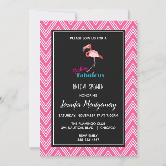 Invitation Mariage Fabuleux à plumage avec une Fête de Fiança (Devant)