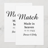 Invitation Mariage fait au ciel nom date calligraphie simple (Devant / Derrière)