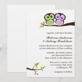 Invitation Mariage fait sur commande de beaux hiboux (Devant / Derrière)