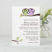 Invitation Mariage fait sur commande de beaux hiboux (Debout devant)