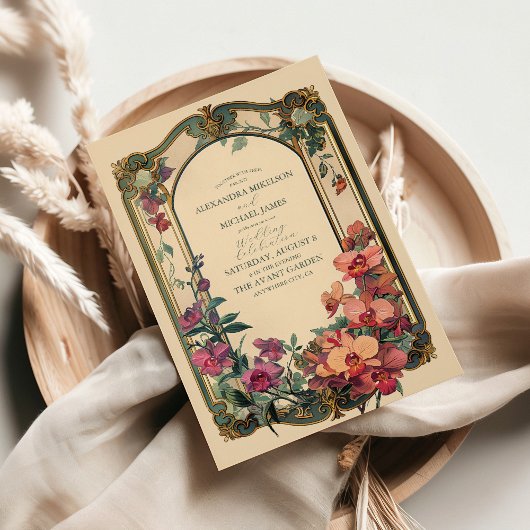Invitation Mariage Fancy Classique Décoratif Art Nouveau