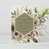 Invitation Mariage Fantaisie Botanique Beige (Debout devant)