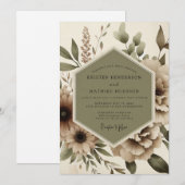 Invitation Mariage Fantaisie Botanique Beige (Devant / Derrière)