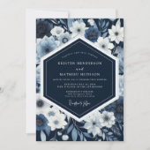 Invitation Mariage Fantaisie Botanique Navy (Devant)