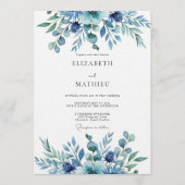 Invitation Mariage Fantaisie Botanique Sarcelle (Devant)