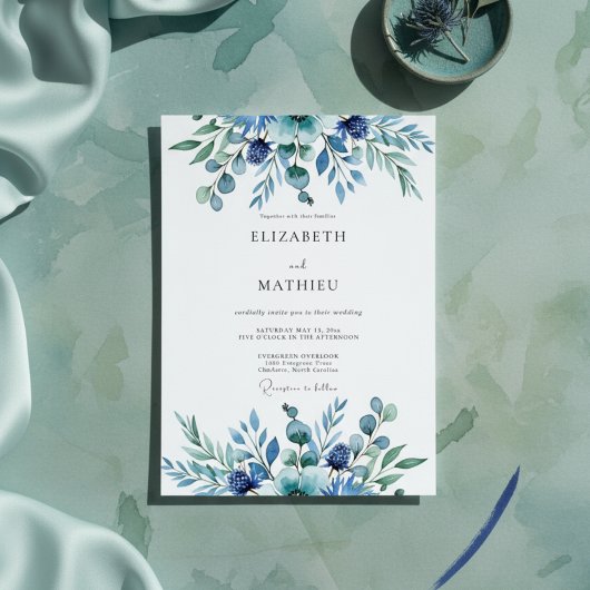 Invitation Mariage Fantaisie Botanique Sarcelle