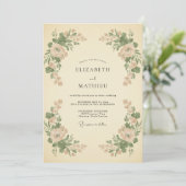 Invitation Mariage Fantaisie Botanique Teinte de Pêche (Debout devant)