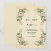 Invitation Mariage Fantaisie Botanique Teinte de Pêche (Devant / Derrière)
