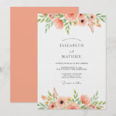 Invitation Mariage Fantaisie Fleur de Corail (Devant / Derrière)
