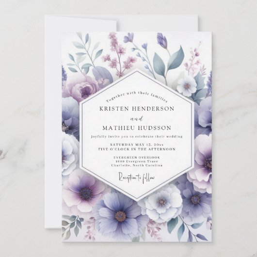 Invitation Mariage Fantaisie Fleur de Lavande (Devant)