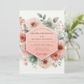Invitation Mariage Fantaisie Fleur de Pêcher (Debout devant)