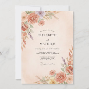 Invitation Mariage Fantaisie Fleur de Pêcher
