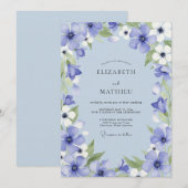 Invitation Mariage Fantaisie Fleur de Pervenche (Devant / Derrière)