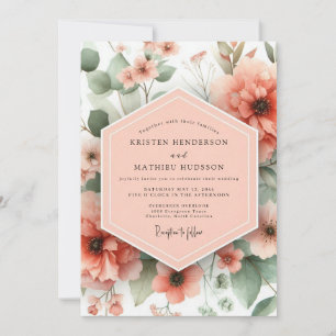 Invitation Mariage Fantaisie Fleuraison de Corail