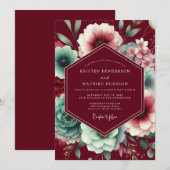 Invitation Mariage Fantaisie Florale Bourdon (Devant / Derrière)