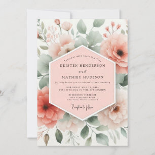 Invitation Mariage Fantaisie Florale Corail