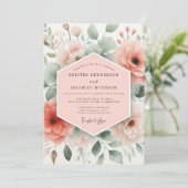 Invitation Mariage Fantaisie Florale Corail (Debout devant)