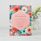 Invitation Mariage Fantaisie Florale Corail (Debout devant)