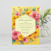 Invitation Mariage Fantaisie Florale Jaune (Debout devant)