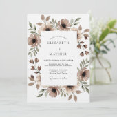 Invitation Mariage Fantaisie Florale Marron (Debout devant)