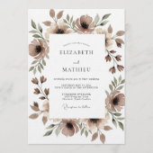 Invitation Mariage Fantaisie Florale Marron (Devant)
