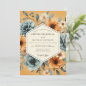 Invitation Mariage Fantaisie Florale Ocre (Debout devant)