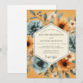 Invitation Mariage Fantaisie Florale Ocre (Devant / Derrière)