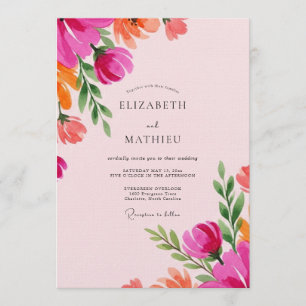 Invitation Mariage Fantaisie Florale Vibrante Fuchsia
