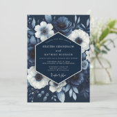 Invitation Mariage Fantaisie Indigo Bloom (Debout devant)