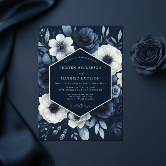 Invitation Mariage Fantaisie Indigo Bloom