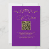 Invitation Mariage Fantaisie Photo & Code QR Violet & Or (Dos)