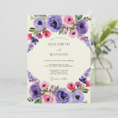 Invitation Mariage Fantaisie Rose Violet (Debout devant)