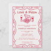Invitation Mariage Fantaisiste à la Main Amour & Pizza Enterr (Devant)
