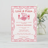 Invitation Mariage Fantaisiste à la Main Amour & Pizza Enterr (Debout devant)