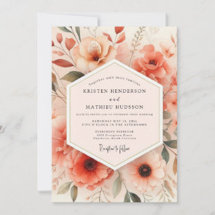 Invitation Mariage fantaisiste aux fleurs de corail