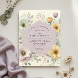 Invitation Mariage fantaisiste aux fleurs de lavande pâle
