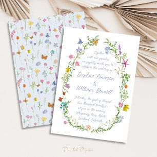 Invitation Mariage fantaisiste aux gribouillis floraux