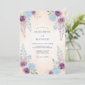 Invitation Mariage Fantaisiste aux Hortensias Violets (Debout devant)