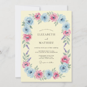 Invitation Mariage fantaisiste bleu clair de printemps