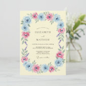 Invitation Mariage fantaisiste bleu clair de printemps (Debout devant)