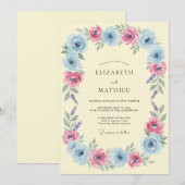 Invitation Mariage fantaisiste bleu clair de printemps (Devant / Derrière)